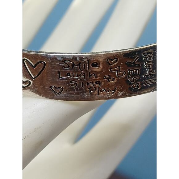 VTG Sterling Silver 925 LA Inspirational Love Life Be Brave Cuff Bracelet W/Box - Picture 3 of 15